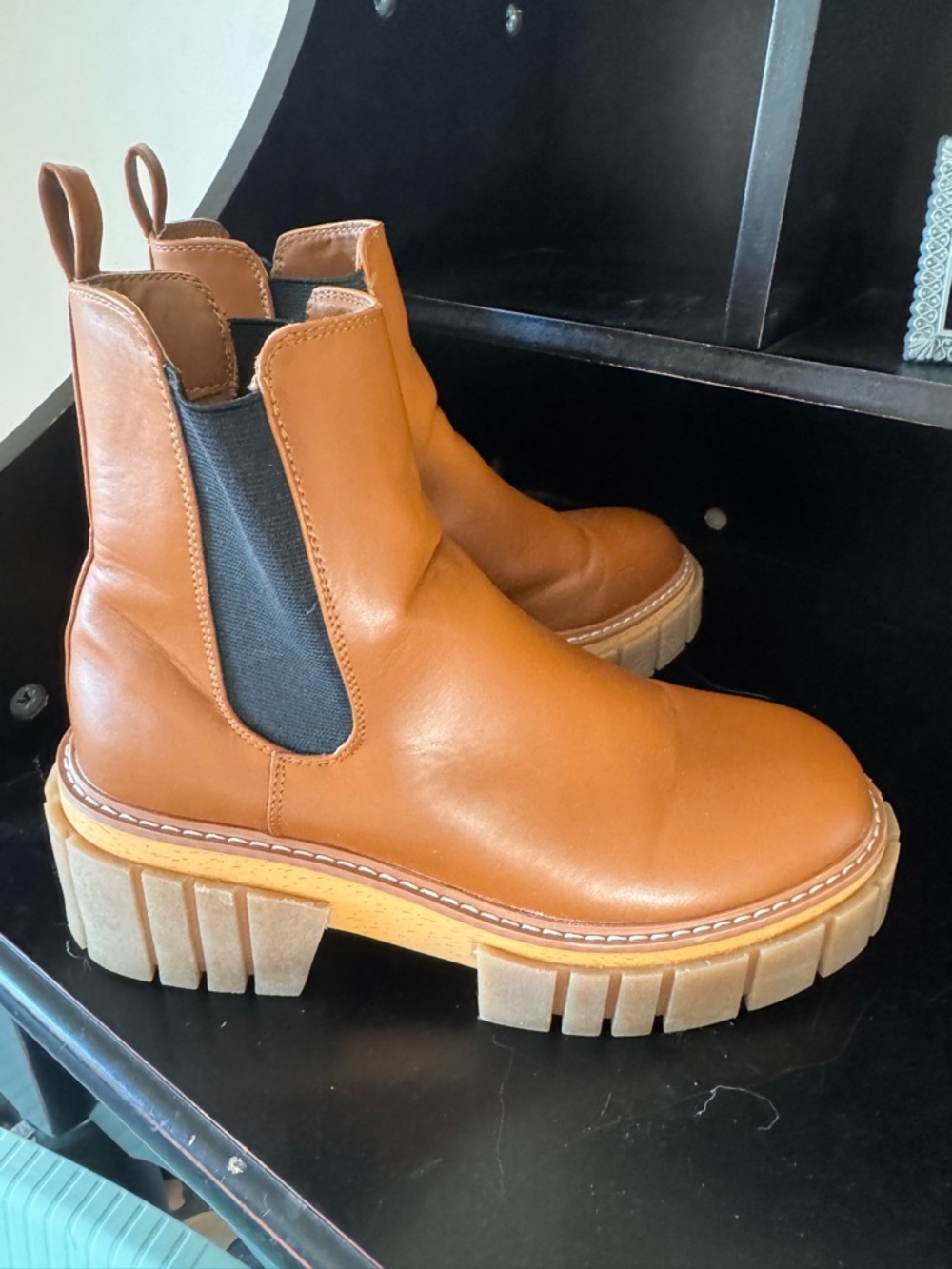 Madden Girl Women's Cognac Chelsea Lug Booties